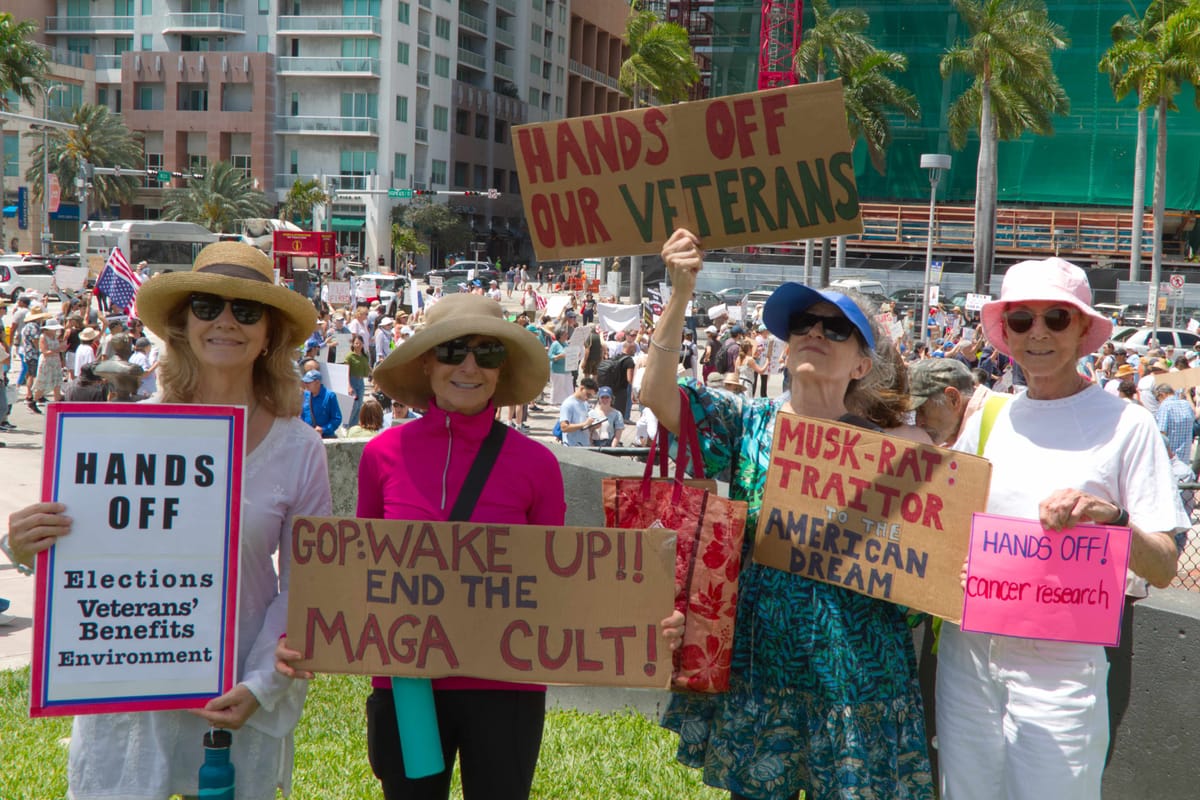 How many people protested at Hands Off Miami on April 5th, 2025?